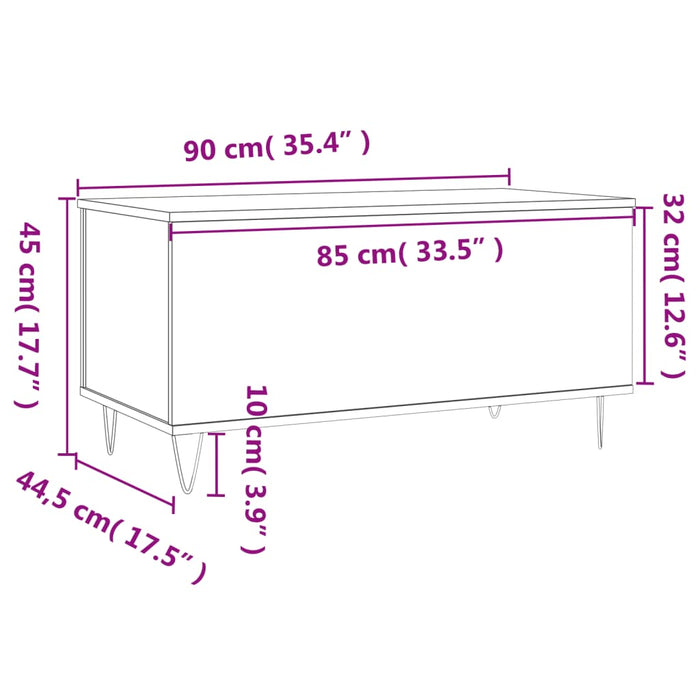 Salontafel 90X44,5X45 Cm Bewerkt Hout Kleurig