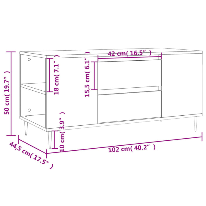 Salontafel 02X44,5X50 Cm Bewerkt Hout