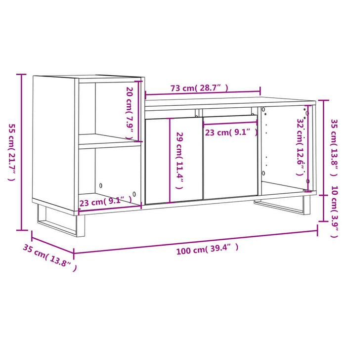 Tv-Meubel 100X35X55 Cm Bewerkt Hout Grijs Sonoma Eikenkleurig