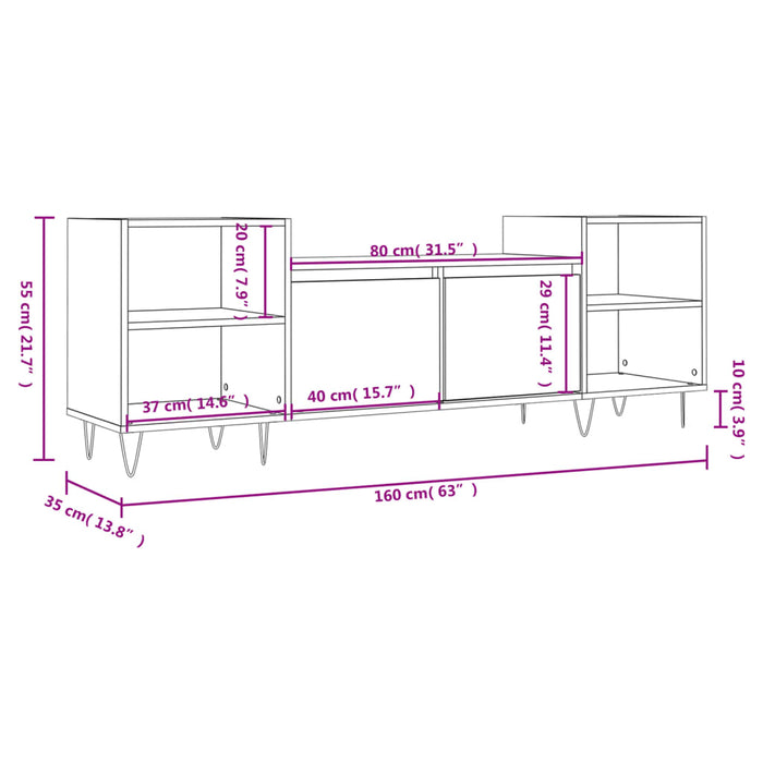 Tv-Meubel 60X35X55 Cm Bewerkt Hout