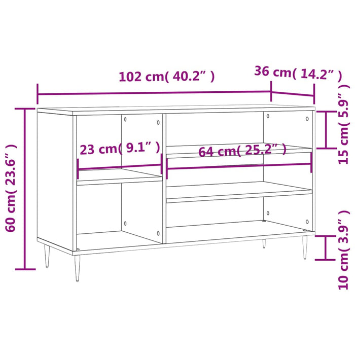 Schoenenkast 02X36X60 Cm Bewerkt Hout Kleurig