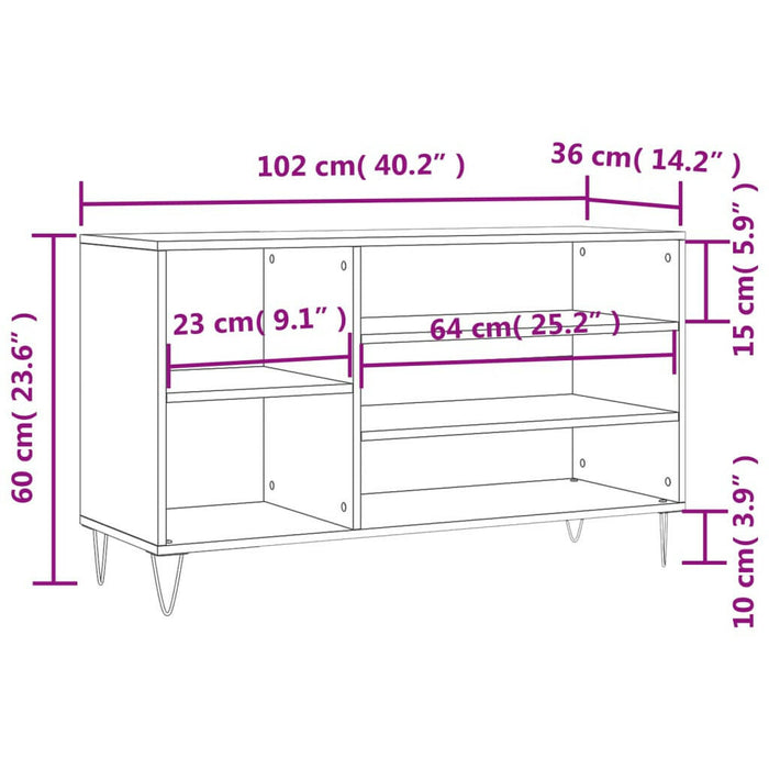 Schoenenkast 102X36X60 Cm Bewerkt Hout Sonoma Eikenkleurig