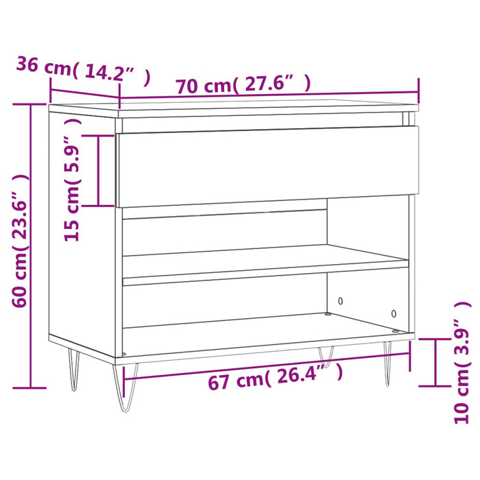 Schoenenkast 70X36X60 Cm Bewerkt Hout Sonoma Grijs