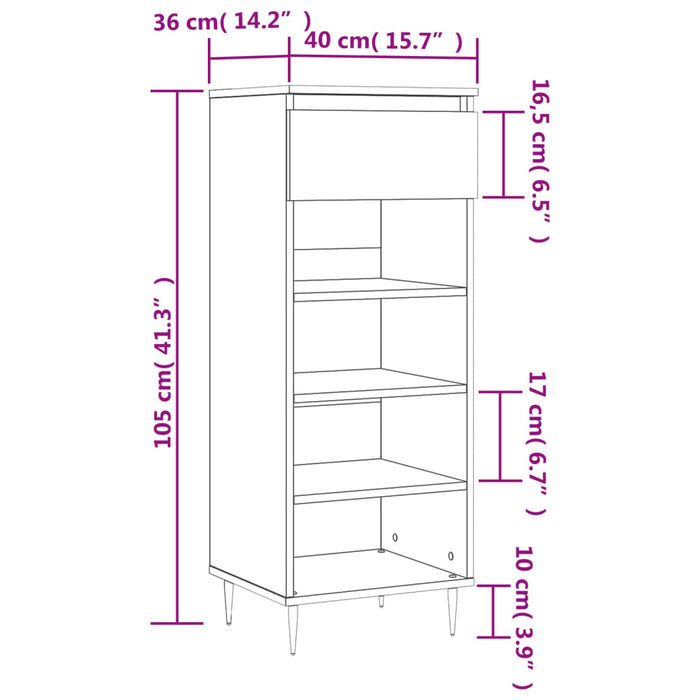 Schoenenkast 40X36X05 Cm Bewerkt Hout