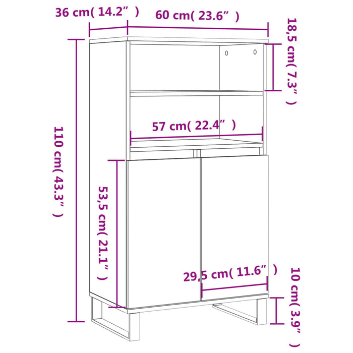 Hoge Kast 60X36X110 Cm Bewerkt Hout