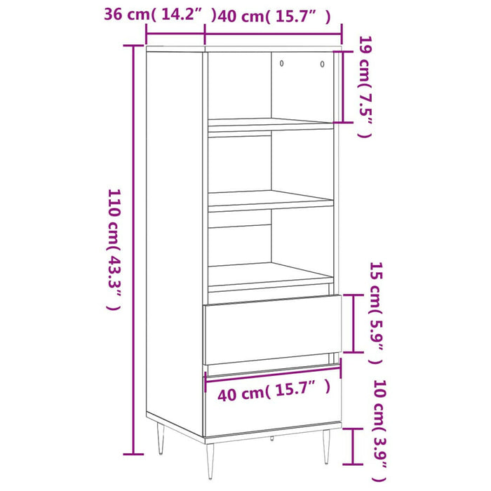 Hoge Kast 40X36X110 Cm Bewerkt Hout Bruineiken