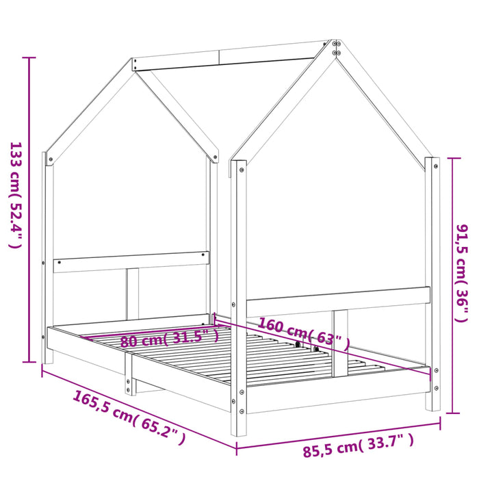 Kinderbedframe Massief Grenenhout