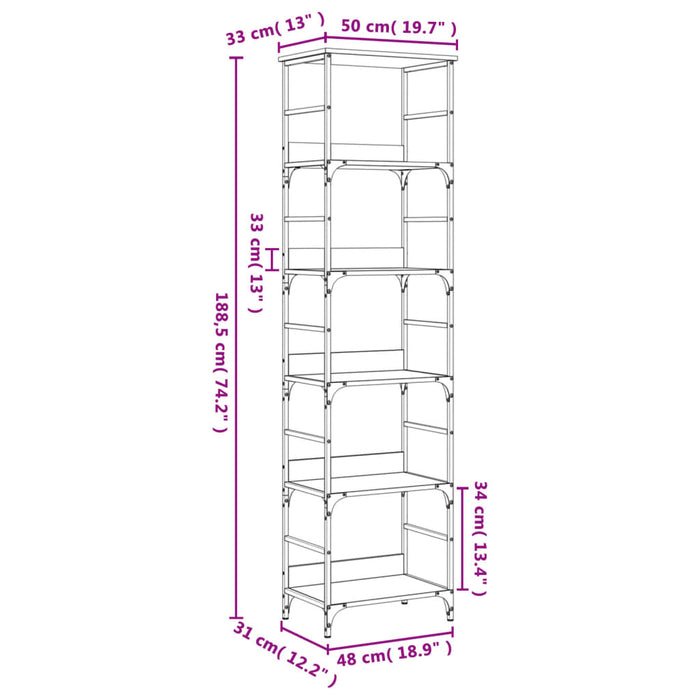 Boekenrek 50X33X188,5 Cm Bewerkt Hout