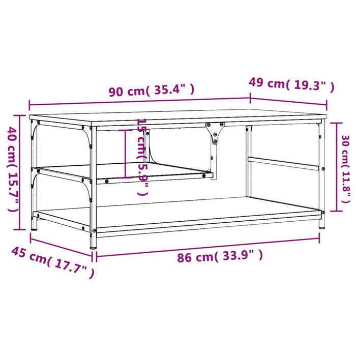 Salontafel 90X49X40 Cm Bewerkt Hout Sonoma Eikenkleurig