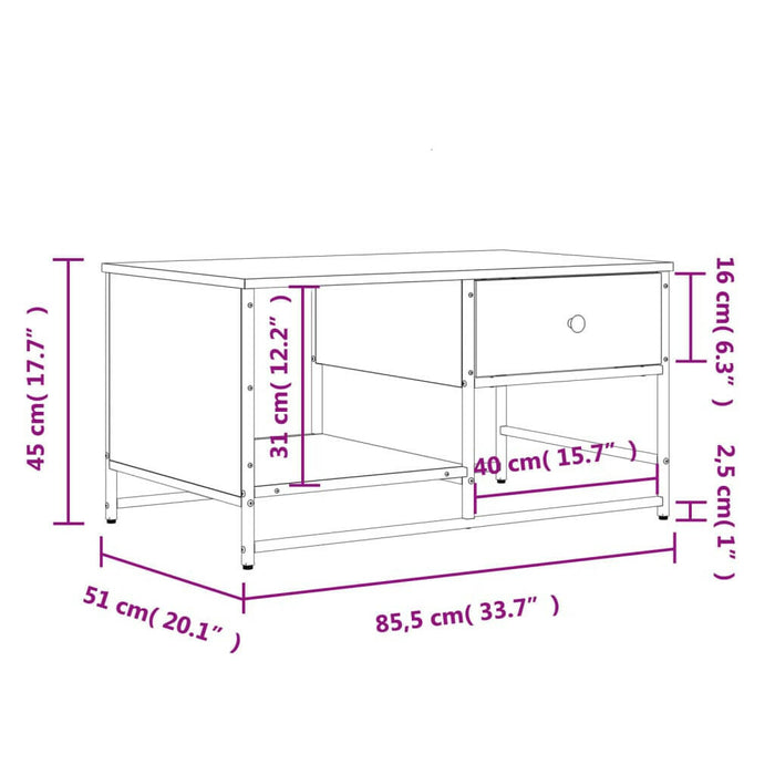 Salontafel 85,5X51X45 Cm Bewerkt Hout Sonoma Eikenkleurig