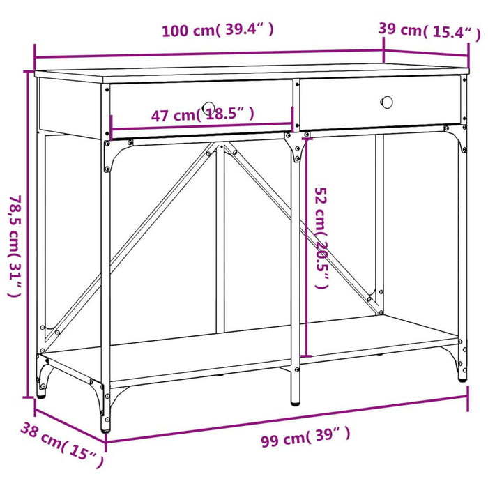 Wandtafel 100X39X78,5 Cm Bewerkt Hout Bruin Eikenkleur