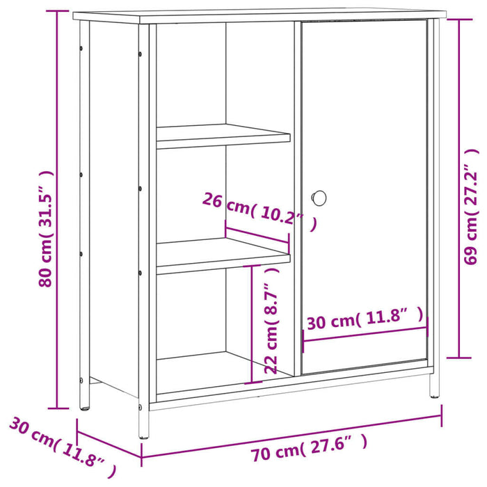 Dressoir 70X30X80 Cm Bewerkt Hout Sonoma Eikenkleurig