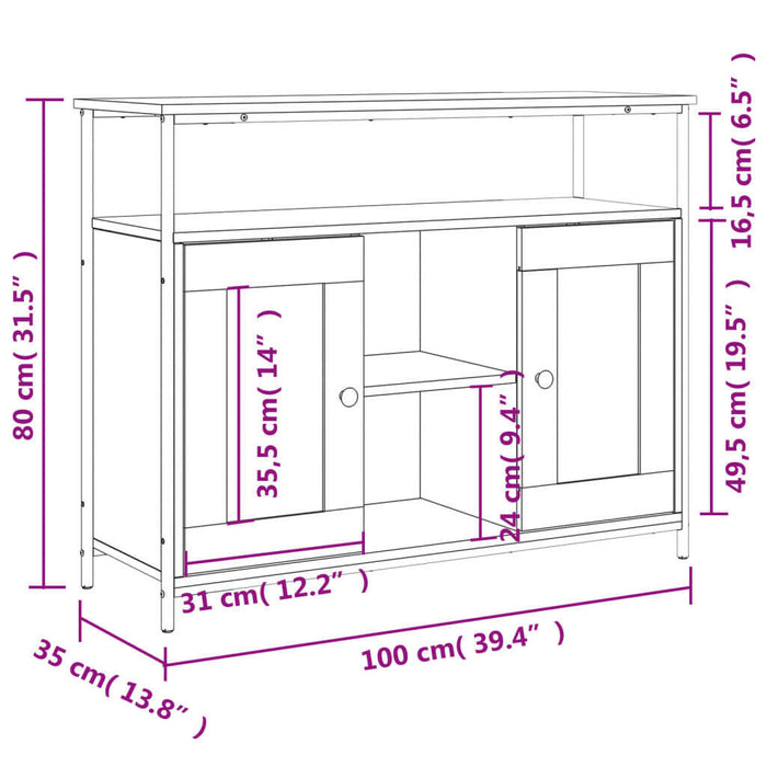 Dressoir 100X35X80 Cm Bewerkt Hout Sonoma Eikenkleurig