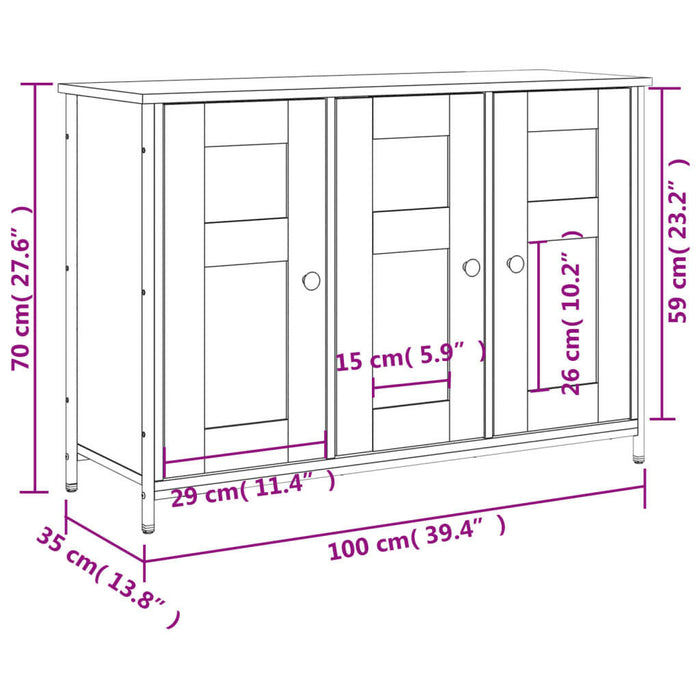 Dressoir 100X35X70 Cm Bewerkt Hout Sonoma Eikenkleurig