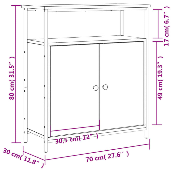 Dressoir 70X30X80 Cm Bewerkt Hout Sonoma Eikenkleurig