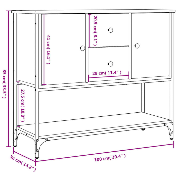 Dressoir 100X36X85 Cm Bewerkt Hout Sonoma Eikenkleurig