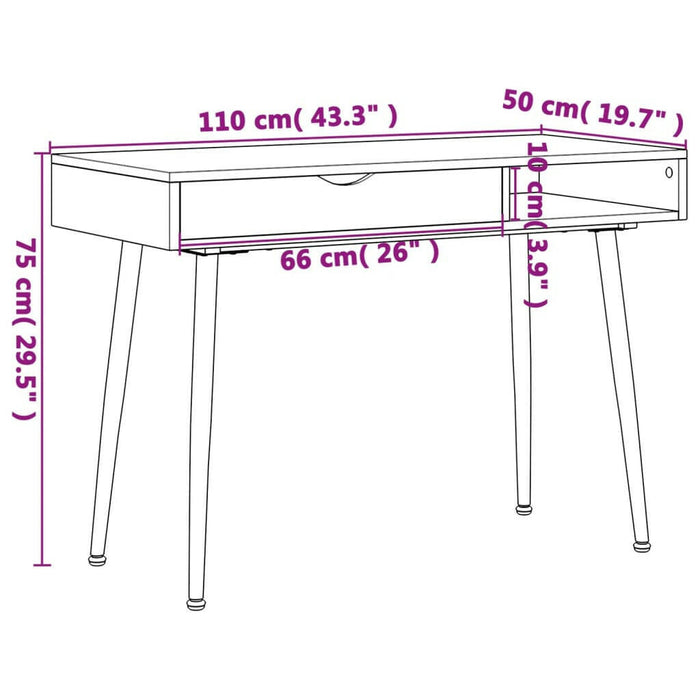 Computerbureau 110X50X75 Cm Bewerkt Hout Bruin