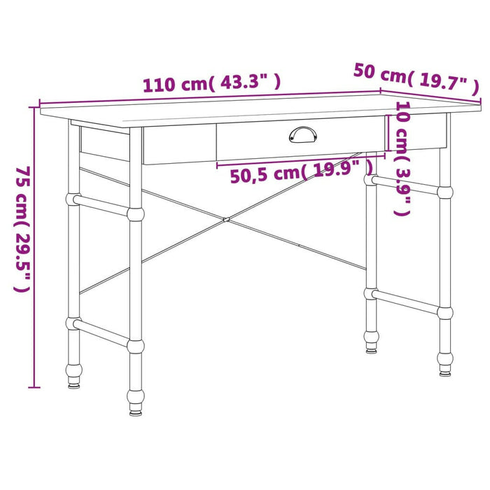 Computerbureau Met Lade 110X55X75 Cm Eikenkleurig