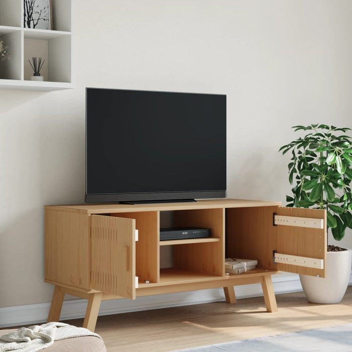 Tv-Meubel Olden 114X43X57 Cm Massief Grenenhout Bruin