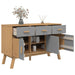 Dressoir Olden 114X43X73,5 Cm Massief Grenenhout Grijs En Bruin Grijs En Wit