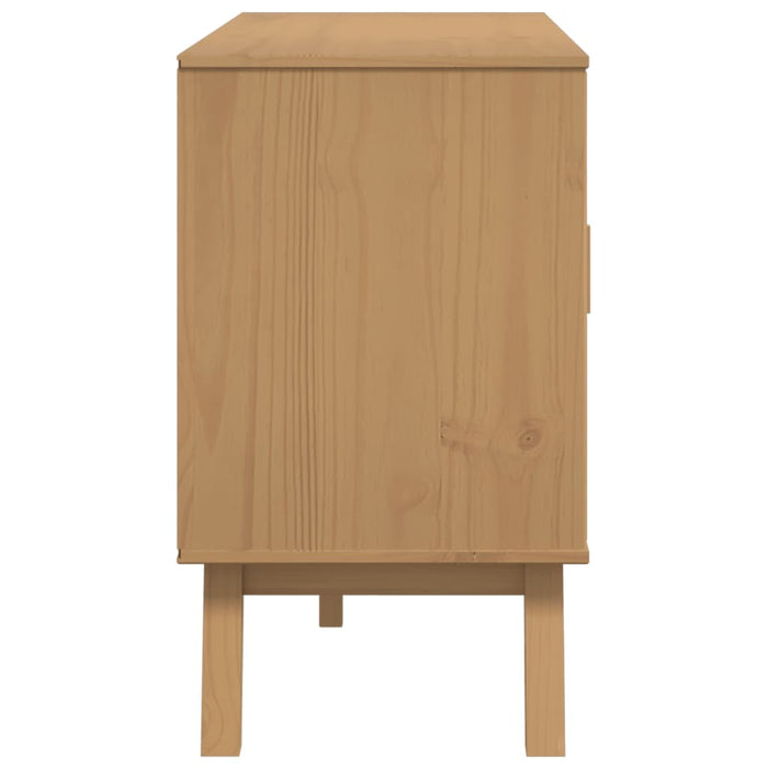 Dressoir Olden 114X43X73,5 Cm Massief Grenenhout Grijs En Bruin Zwarte Strepen