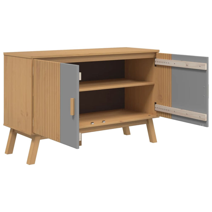 Dressoir Olden 114X43X73,5 Cm Massief Grenenhout Grijs En Bruin