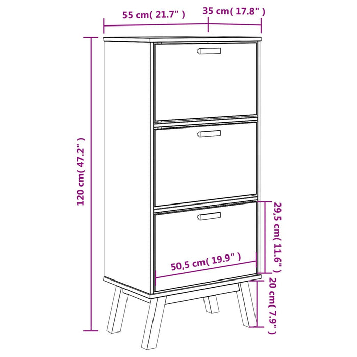 Schoenenkast Olden 55X35X120 Cm Grenenhout