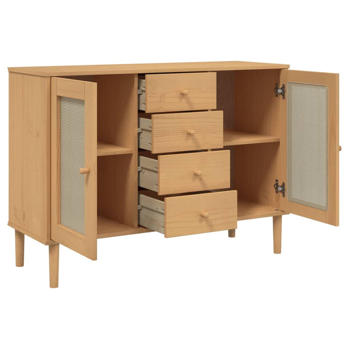 Dressoir Senja Rattan-Look 2X40X80 Cm Grenenhout