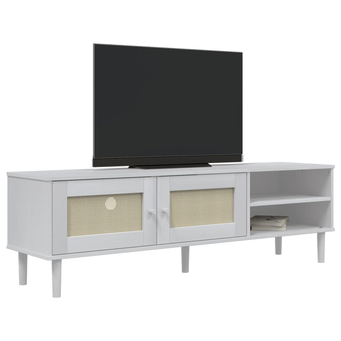 Tv-Meubel Senja 58X40X49 Cm Rattan-Look Massief Grenenhout