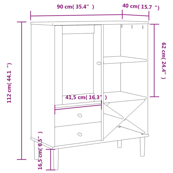 Hoge Kast Senja 90X40X112 Cm Rattan Look Grenenhout Zwart