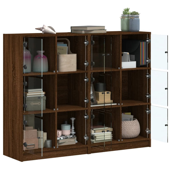 Boekenkast Met Deuren 136X37X109 Cm Hout Bruineikenkleurig