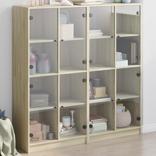 Boekenkast Met Deuren 136X37X142 Cm Hout Eiken