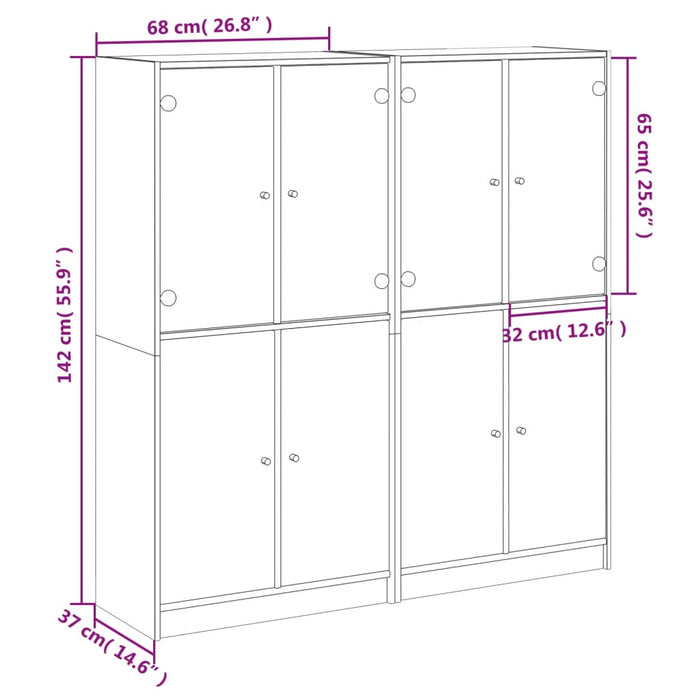 Boekenkast Met Deuren 136X37X142 Cm Hout Eiken