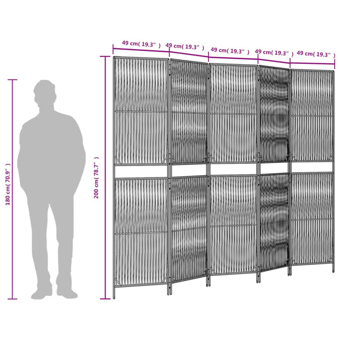 Kamerscherm 5 Panelen Poly Rattan Beige