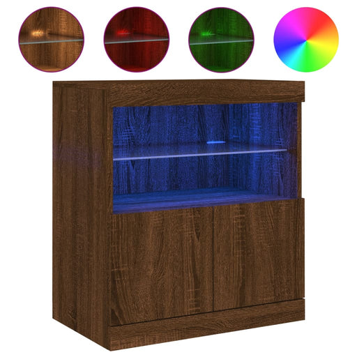 Dressoir Met Led-Verlichting 60X37X67 Cm Bruineikenkleurig