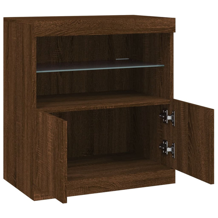 Dressoir Met Led-Verlichting 60X37X67 Cm Bruineikenkleurig