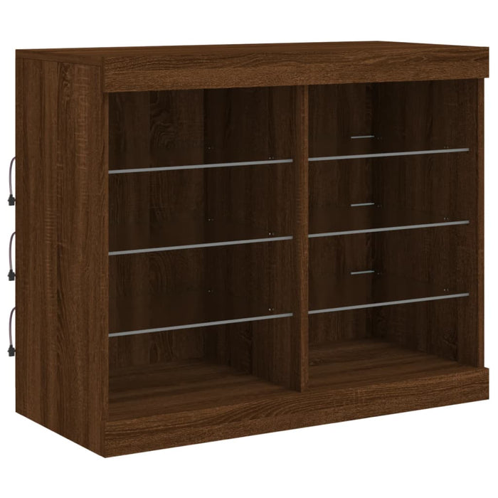 Dressoir Met Led-Verlichting 81X37X67 Cm Bruineikenkleurig