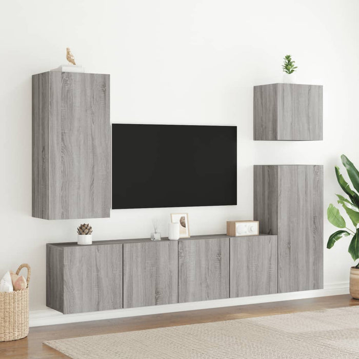 Tv-Wandmeubel 40,5X30X90 Cm Bewerkt Hout Grijs Sonoma