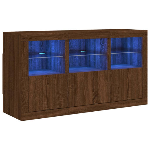 Dressoir Met Led-Verlichting 123X37X67 Cm Bruineikenkleurig