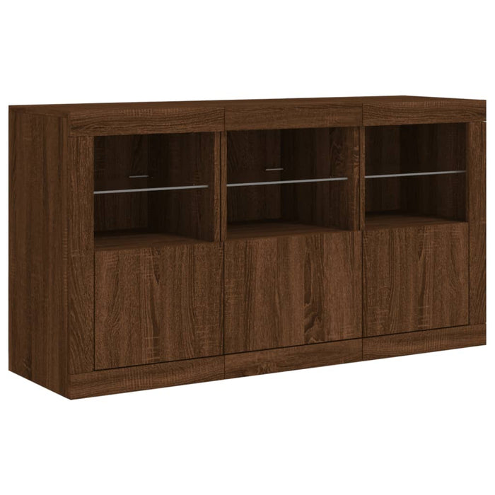 Dressoir Met Led-Verlichting 123X37X67 Cm Bruineikenkleurig