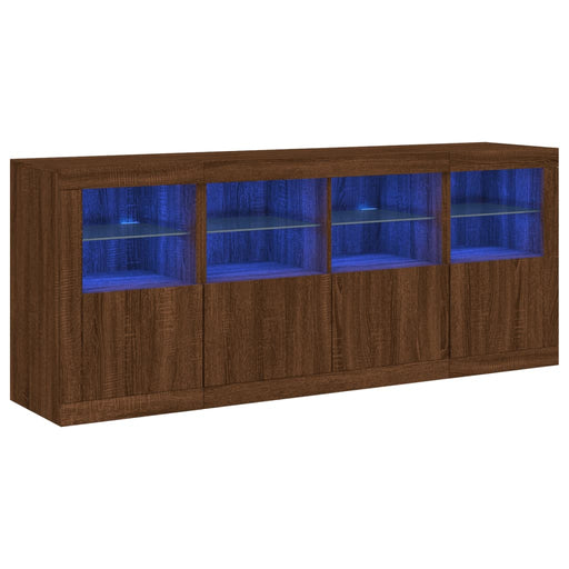 Dressoir Met Led-Verlichting 163X37X67 Cm Bruineikenkleurig