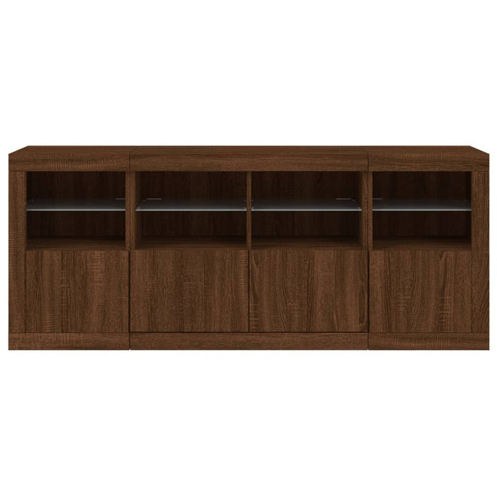 Dressoir Met Led-Verlichting 163X37X67 Cm Bruineikenkleurig