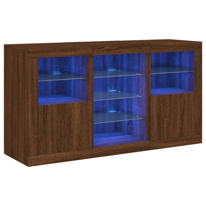 Dressoir Met Led-Verlichting 123X37X67 Cm Bruineikenkleurig