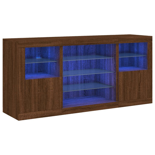 Dressoir Met Led-Verlichting 142,5X37X67 Cm Bruineikenkleurig