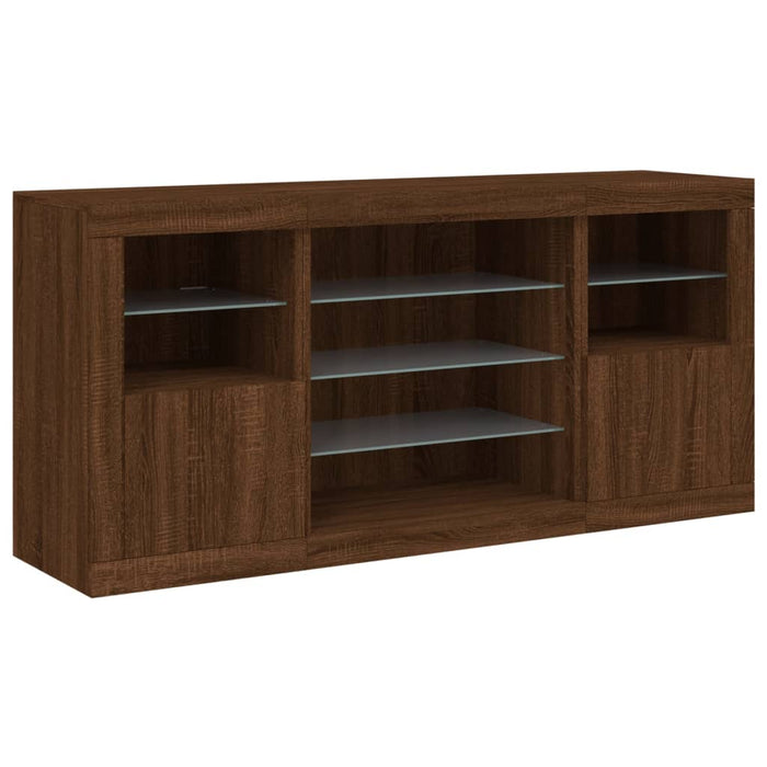 Dressoir Met Led-Verlichting 142,5X37X67 Cm Bruineikenkleurig