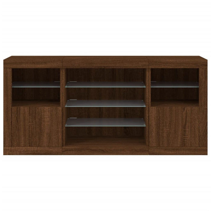 Dressoir Met Led-Verlichting 142,5X37X67 Cm Bruineikenkleurig