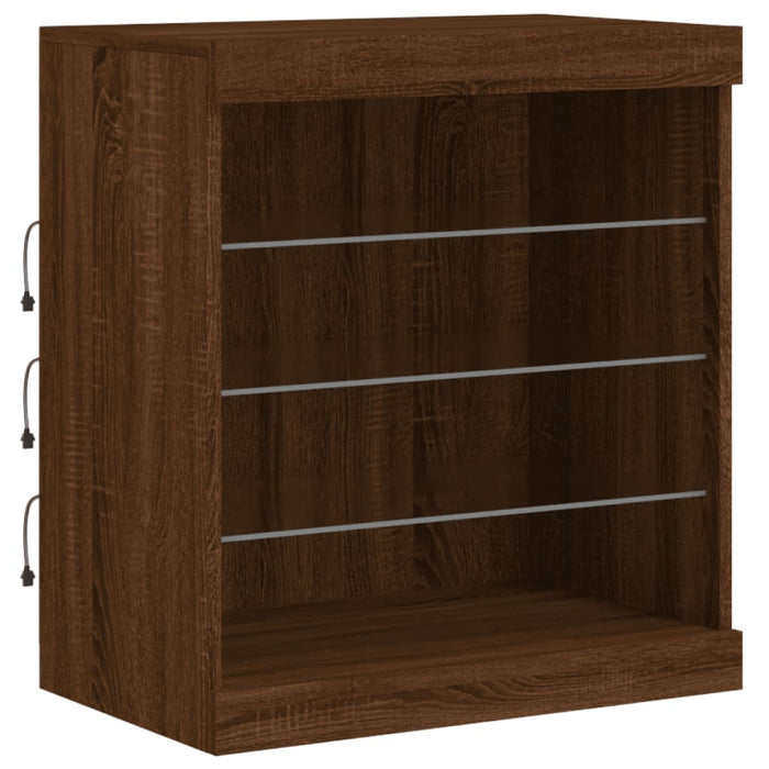 Dressoir Met Led-Verlichting 142,5X37X67 Cm Bruineikenkleurig