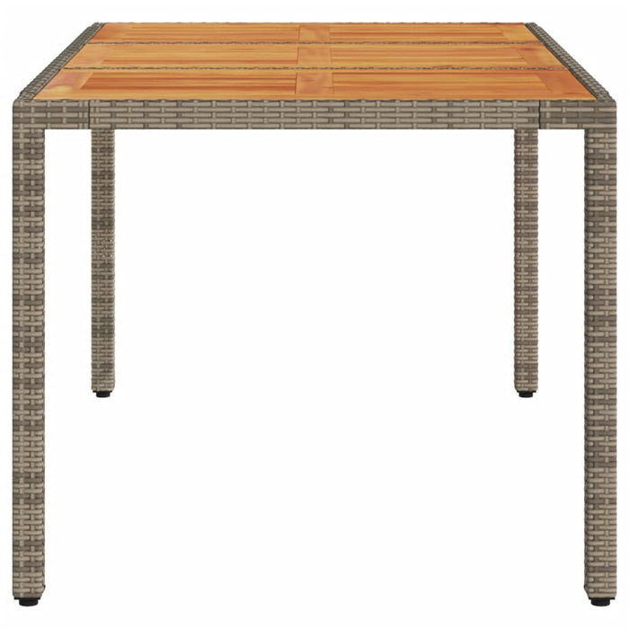 Tuintafel Met Acaciahouten Blad 150X90X75 Cm Poly Rattan Grijs