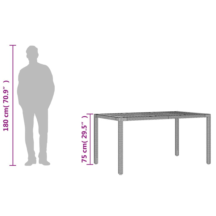 Tuintafel Met Acaciahouten Blad 150X90X75 Cm Poly Rattan Grijs