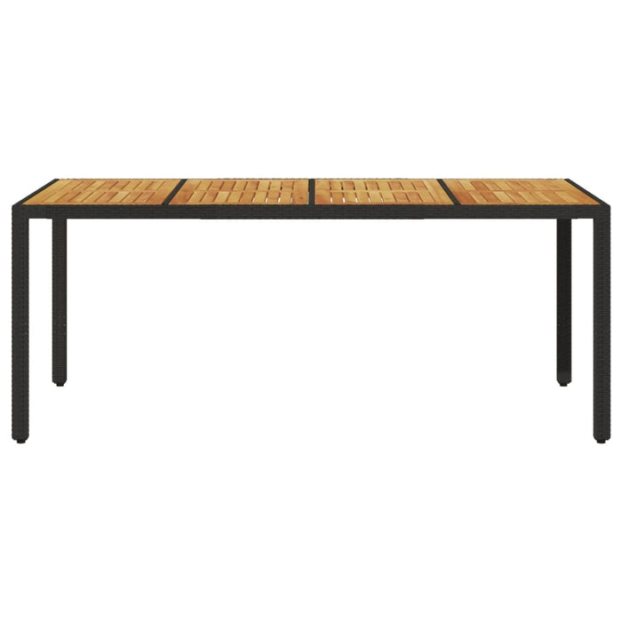 Tuintafel Met Acaciahouten Blad 190X90X75 Cm Poly Rattan Zwart